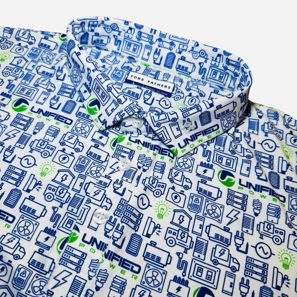 Fore Fathers Mens L Unified Power Golf Polo Shirt‎ Performance Electrical Print